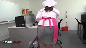 chihiro akino's office lady blowjob ends in creampie