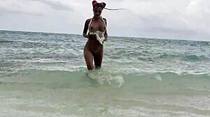 monika fox beach dildo fucks shaved pussy squirt