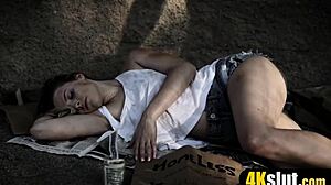 Nasty teen bent over blowjob doggystyle tits