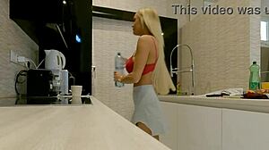 This big boobs blonde housewife skips panties in her kitchen at home you know