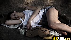 Nasty teen bent over blowjob doggystyle tits