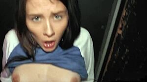 18yo step sister gives first deepthroat blowjob to fat cock