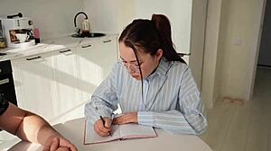 Young Teacher Bent Over Desk for Class Fuck