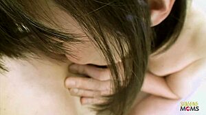 close up fingering hairy mature asian pussy before cowgirl ride