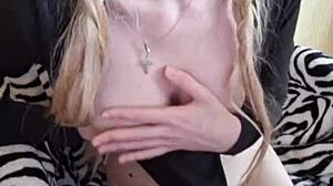 blonde braces teen chokes on ebony mistress elza's domination fetish commands