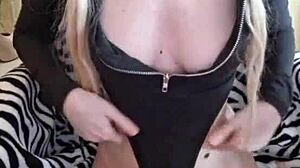 blonde braces teen chokes on ebony mistress elza's domination fetish commands