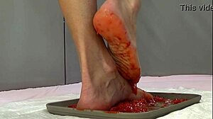 my feet pee on strawberries then trample them