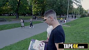 stunning russian coed rims ugly nerd's ass passionately under skirt