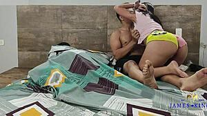 Hermanastra Cachonda Riding Cowgirl While Wife Watches Muscular BBW Style