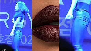 dancing china girl shakes leather pants teasingly?