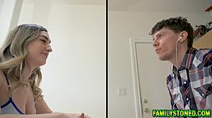 stepmom karen fisher licks monster cock with college stepsiblings in 3some