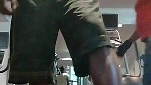 Skinny athletic black teacher works out in dorm homemade