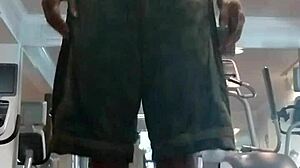 Skinny athletic black teacher works out in dorm homemade