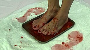 my feet pee on strawberries then trample them