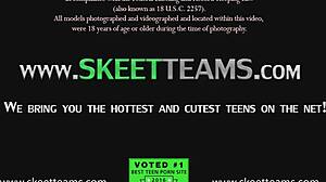 Teen brunette pussy licked then group banged hard