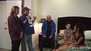 Lesbian Eyes Locked as Wife Takes Porn Stud's Creampie