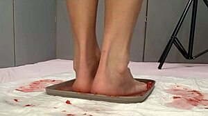my feet pee on strawberries then trample them