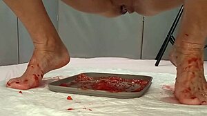 my feet pee on strawberries then trample them