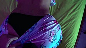 petite brazilian cutie handjobs cock over her tight shorts