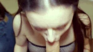 amateur's sloppy deepthroat mirror bj ends in hot facial pov