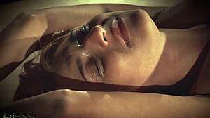 Hot Blonde BDSM Slave Bound Desk-Spanked Roughly in Latex Garage!