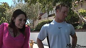 Busty amateur mommy takes daddy's monster cock deepthroat then cum on her big natural tits. Mofozo.com special