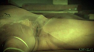 Hot Blonde BDSM Slave Bound Desk-Spanked Roughly in Latex Garage!