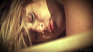 Hot Blonde BDSM Slave Bound Desk-Spanked Roughly in Latex Garage!