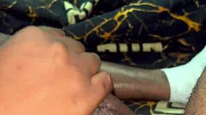 Monster Big Black Cock Handjob Massage Turns Intense Part 2