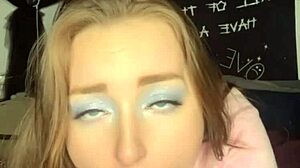 she sucks dildo then rides it deep in her big ass pussy