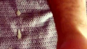 Cumshot week day 4: sticky aftermath coats dirty socks feet