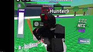 Brunette Fucks Hardcore in Roblox Game Action