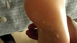 Cumshot week day 4: sticky aftermath coats dirty socks feet