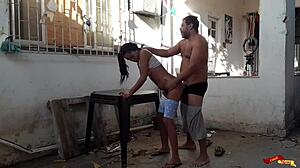 skinny latina babysitter anal fucked hard in backyard