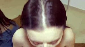 amateur's sloppy deepthroat mirror bj ends in hot facial pov