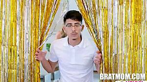 Stepmom Cory Chase Sucks Glory Hole Cock on New Year's with Diego Perez