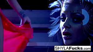 busty blonde nikka stylez licks shyla's pussy in erotic lesbian girl-on-girl commands