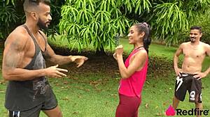 Niara Pessanha's juicy ass trained outdoor anal DP