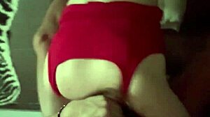 step sis in red lingerie gulps big cock cum breakfast