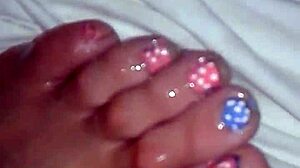 Sucking Wife's Sexy Toes During Intense Fuck