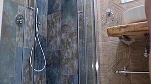 HOT SHOWER HANDJOB WITH MOANS AND CUMSHOT - SEXY STUD EXPLODES!