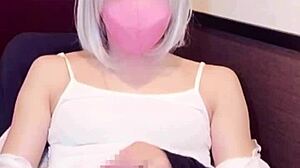 Masked Beauty Crossdresses and Jerks Off Live!