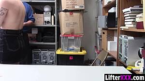 Pierced Tattooed Blonde Lifter Punished with Doggystyle Office Pounding