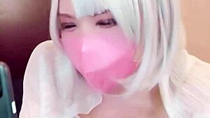 Masked Beauty Crossdresses and Jerks Off Live!