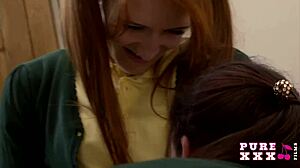 Redhead and Ginger Tease Lingerie Toy Licking Session