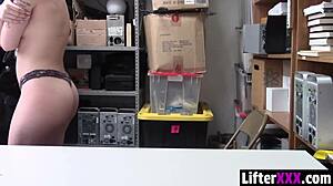 Pierced Tattooed Blonde Lifter Punished with Doggystyle Office Pounding