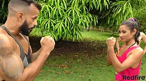 Niara Pessanha's juicy ass trained outdoor anal DP