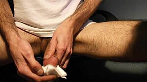 Young Stud Jerks Cock for Three Massive Cumshots