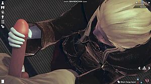 Blonde in lingerie whips then fucks hard in honey select game