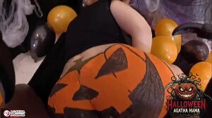 Agatha Mommy's BBC Fucks Brazilian MILF's Halloween Jack O'Lantern